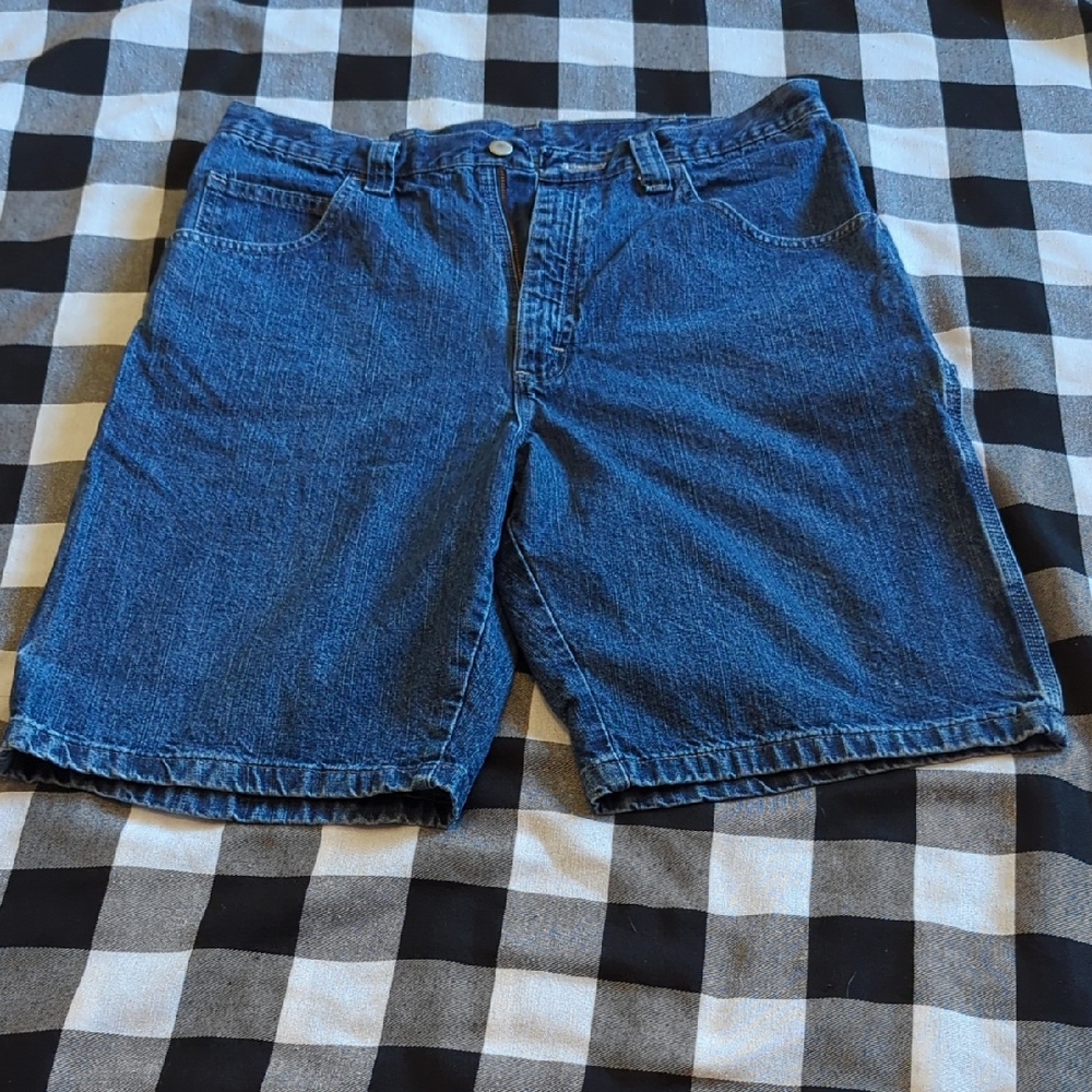 Men's Wrangler Blue Denim Carpenter Shorts Size 34